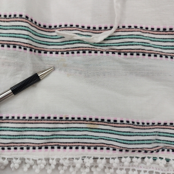 OLD NAVY WOMEN'S WHITE STRIPED PONCHO KAFTAN SWIM COVERUP 100% COTTON SIZE XS - Picture 3 of 10